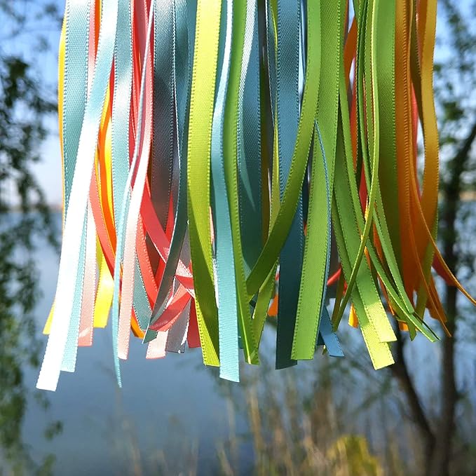 Satin Ribbon Windsock Streamer, Outdoor Decorations for Your Patio, Garden, Yard, Dock and Camper, 41-Inch, WS41-D-HHLL