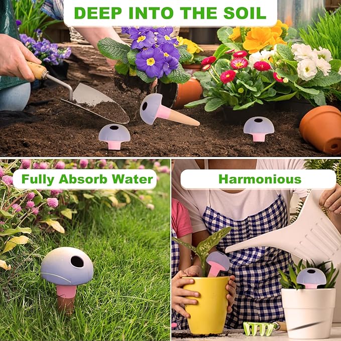 Self Watering Planter Insert Terracotta Watering Spikes Premium Plant Watering Devices Irrigation Dripper Self Watering Spikes Automatic Plant Accessories 4 Packs