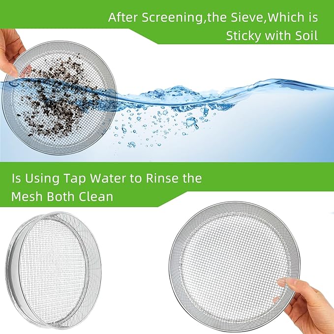 Stainless Steel Mesh Screen 304 1/8" Mesh Mesh -Soil Sifter for Large Gardens to Boost Your Gardening Productivity, Silver
