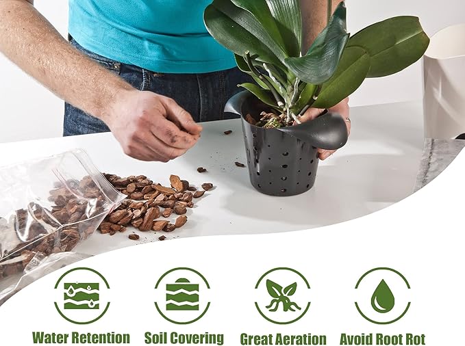 Orchid Bark for Plants, Organic Pine Bark for Proper Root Development for Phalaenopsis, Cattleyas, Dendrobiums, Oncidiums, Paphiopedilums and More (4qt, Medium(12-18mm))