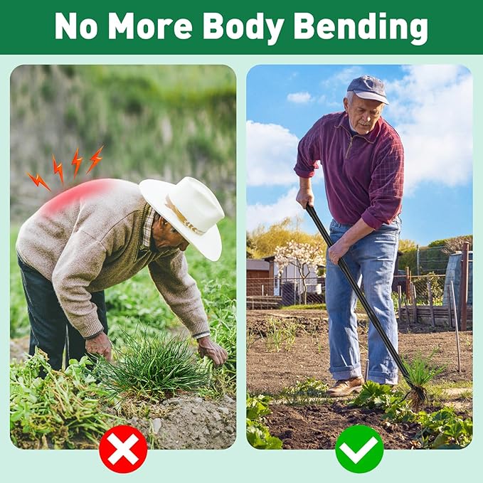 BlumWay 64 INCH Weed Puller Tool, Stand Up Heavy Duty Weed Puller, 3 Adjustable Long Handle Weed Remover Tool, 4 Claw Steel Head Weeder Tool, Garden Manual Weeding Tool Without Bending or Kneeling