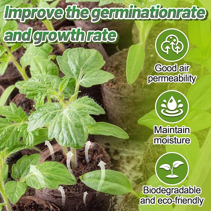 300 Pcs Peat Pellets for Seedling - 30mm Seeds Plant Starter Plugs, Compressed Fiber Garden Soil Block with 300 Labels, Plant Pods Bulk for Transplanting Herbs Flowers Vegetables