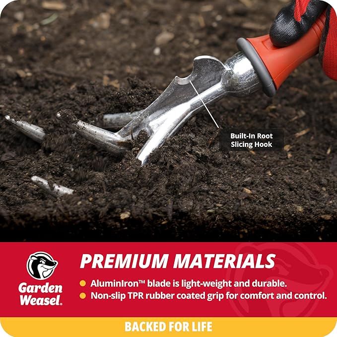 Garden Weasel 3-Piece Hand Tool Combo Set | Trowel, Transplanter and Cultivator | Heavy Duty Lawn and Garden Set, Digging, Planting, and Weeding | 91370-Q