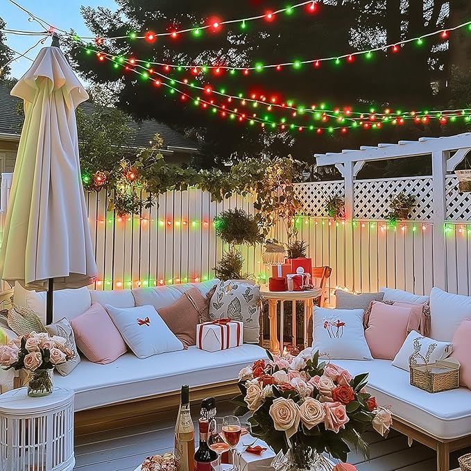 JMEXSUSS 200 LED Red and Green Christmas Lights Outdoor, 66ft String Lights Indoor Clear Wire Plug in for Bedroom Party Christmas Tree Decorations