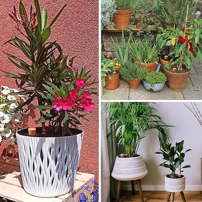 4pcs Ollas 3.1×3.1×6inch Terracotta Watering Pots Terracotta Self Watering Planter Insert Self Watering Planter with Terra Cotta Clay Irrigation Pots watering system for outdoor plants Irrigation