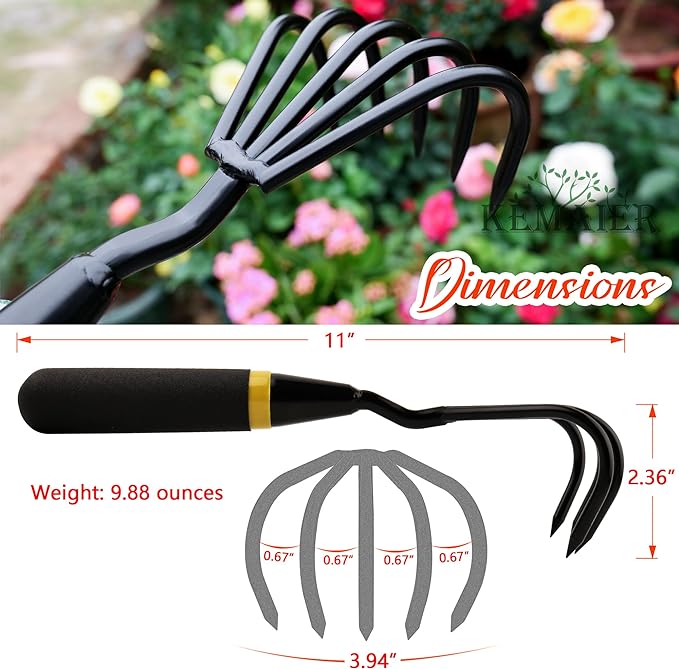 3 - in - 1 Garden Tool Set: Heavy - Duty Stainless - Steel Hand Cultivator, Transplant Serrated Shovel, and Dandelion Weeder, Widely Applied in Garden Weeding, Soil Loosening, and Planting