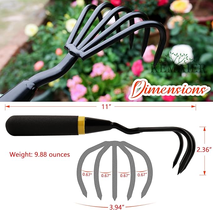 3 - in - 1 Garden Tool Set: Heavy - Duty Stainless - Steel Hand Cultivator, Transplant Serrated Shovel, and Dandelion Weeder, Widely Applied in Garden Weeding, Soil Loosening, and Planting