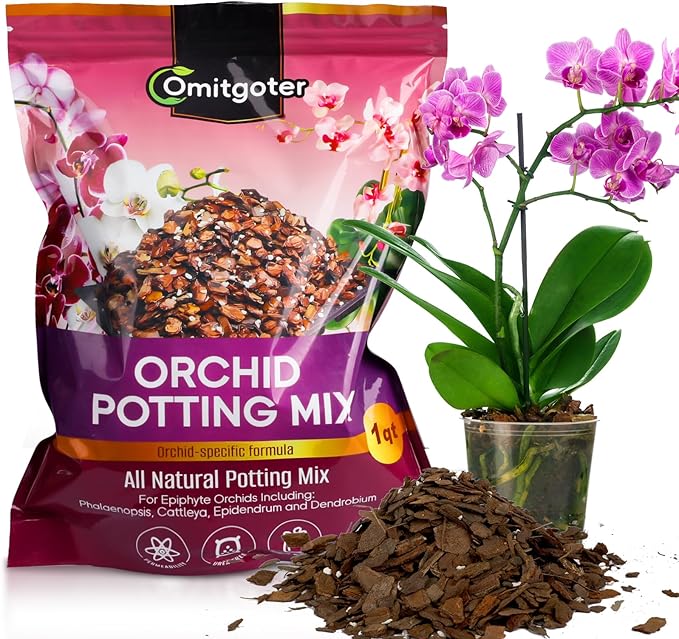 Orchid Potting Mix 2qt, Premium Orchid Soil Medium for Potting, Repotting, Enhanced Drainage, Air Flow & Root Ventilation