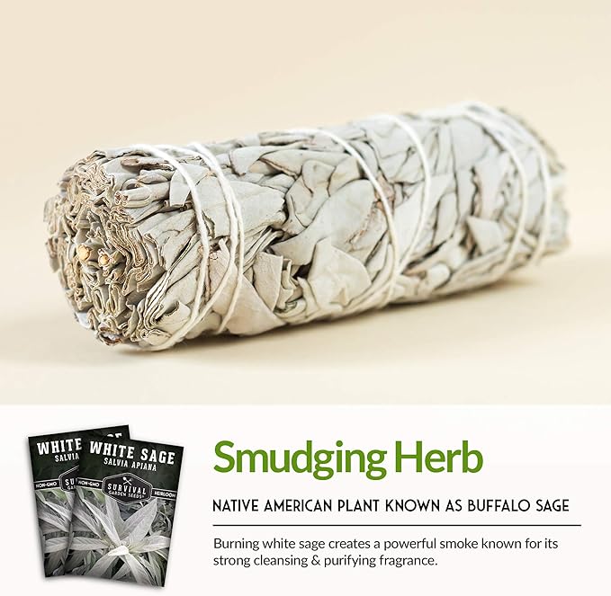 Survival Garden Seeds - 3 Packs White Sage Seed for Planting- Grow Sustainable Smudging Herbs - Packet with Instructions to Plant & Grow in Your Home Garden - Non-GMO Heirloom Variety