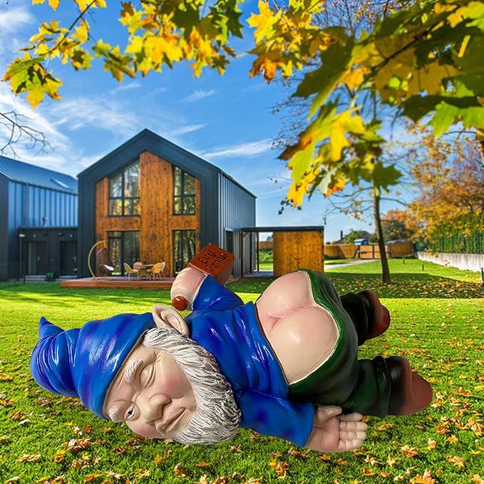 MINICAR 9.5'' Gnomes Statues Outdoor Decor, Large Naughty Sculptures Yard Decorations Patio Lawn Ornament, Funny Christmas Garden Gifts