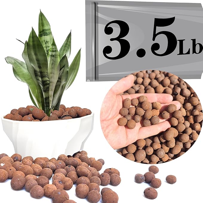 Voulosimi Clay Pebbles Hydroponic Rocks Organic Ceramsite Grow Media for Horticultural,Orchids,Drainage (3.5LB)