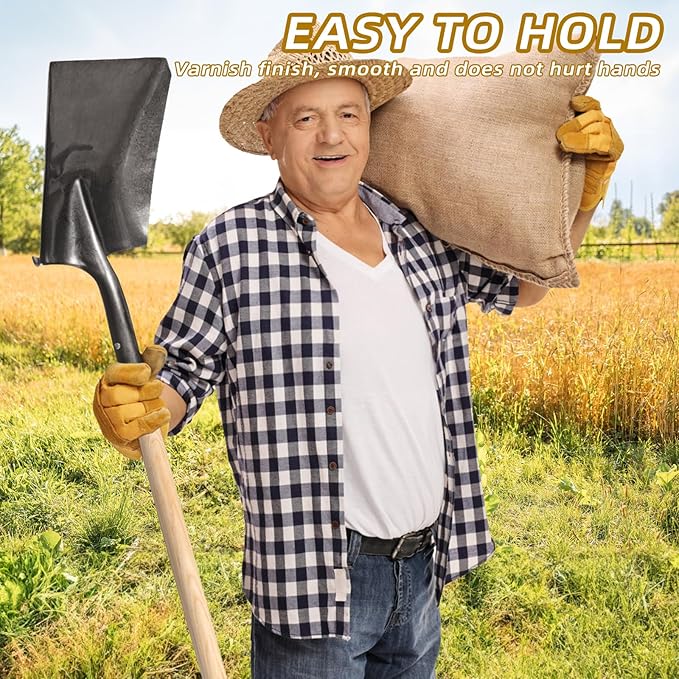 4 Pcs Shovel Handle Replacement 41" Length, 1-1/2" Diameter, Strong Hardwood Solid Ash Wood Straight Handle for Long D Handle Shovels Garden Tool