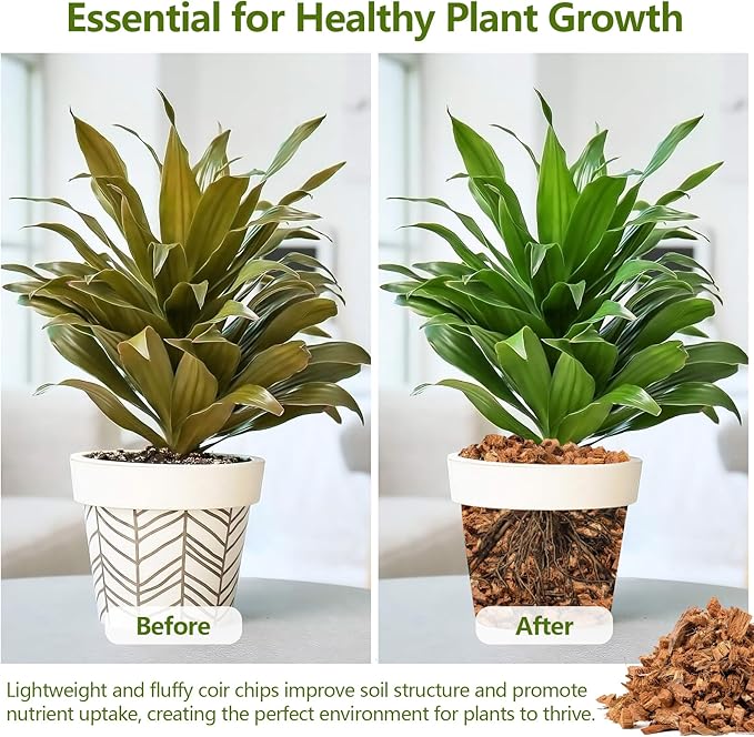 Legigo 1.1 LB Coco Husk Chips for Plants- 100% Organic Coconut Coir Chips Brick with Low EC & PH Balance, Compressed Coconut Substrate Coco Chips Mulch Medium for Garden, Flowers, Plants