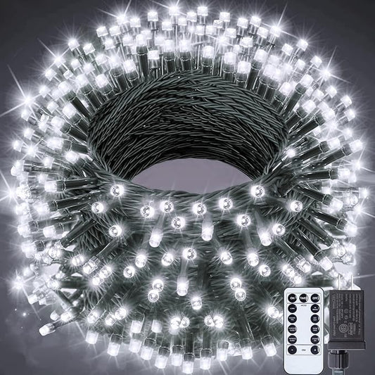 Christmas String Lights 66Feet 200 Led Twinkle Fairy Lights String with 8 Light Modes for Christmas Trees Garland Wreath Wedding Indoor Outdoor Holiday Decorations with White