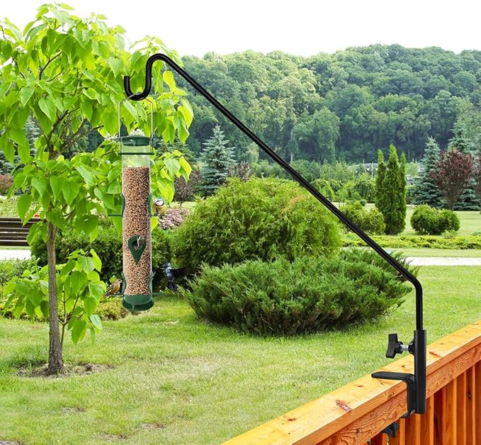 MIXXIDEA 2 Packs Heavy Duty Deck Rail Pole Deck Hook, Extensible and Adjustable Deck Hook for Hanging Bird Feeder, Plants, Suet Baskets,Wind Chimes,Lanterns