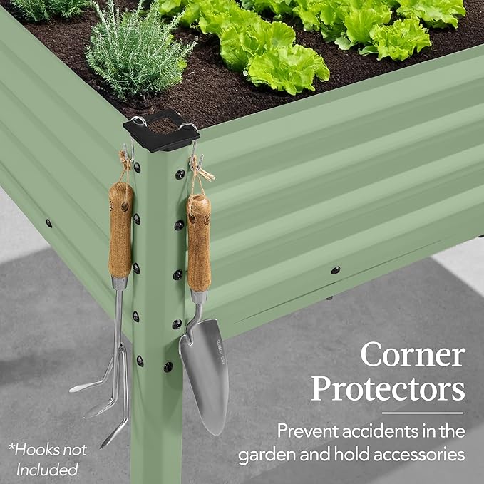Best Choice Products 48x24x30in Galvanized Raised Garden Bed, Metal Elevated Planter Box, Vegetable Garden for Backyard, Patio, Balcony - Sage Green