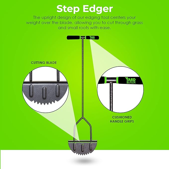 Yard Butler Step Edger - Handy & Durable Gardening Tool for Perfect Lines - Lawn Step Edger with Ergonomic Upright Design & Sturdy Blades
