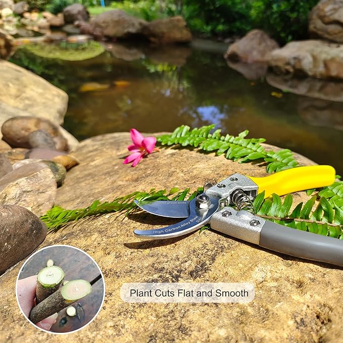 Pruning Shears for Gardening [Made in Japan] Professional 8" Sharp Bypass Garden Shears, Heavy Duty Pruners, Clippers, Secateurs, Pruning Scissors for Plant, Branch, Bonsai, Tree