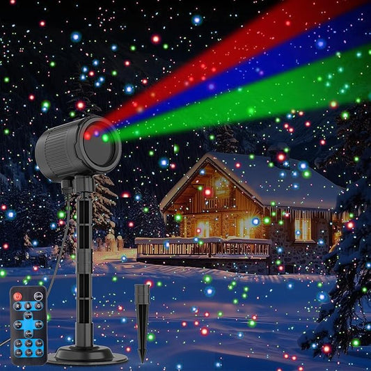 Christmas Laser Lights, RGB Laser Projector Light with RF Remote,Timer, Christmas Decorations Holiday Gift Projector for Xmas Home Garden Yard Party Outdoor Indoor Lights Show
