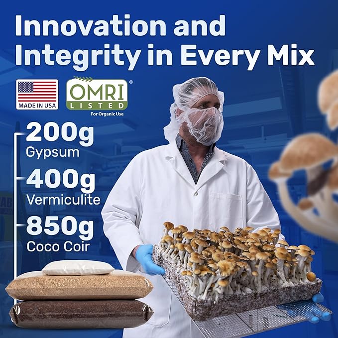 Surfin' Spores Dry Mushroom Substrate Mix | Produces 40 Pounds of Pasteurized Substrate | CVG Mix (Coco Coir, Vermiculite, Gypsum)