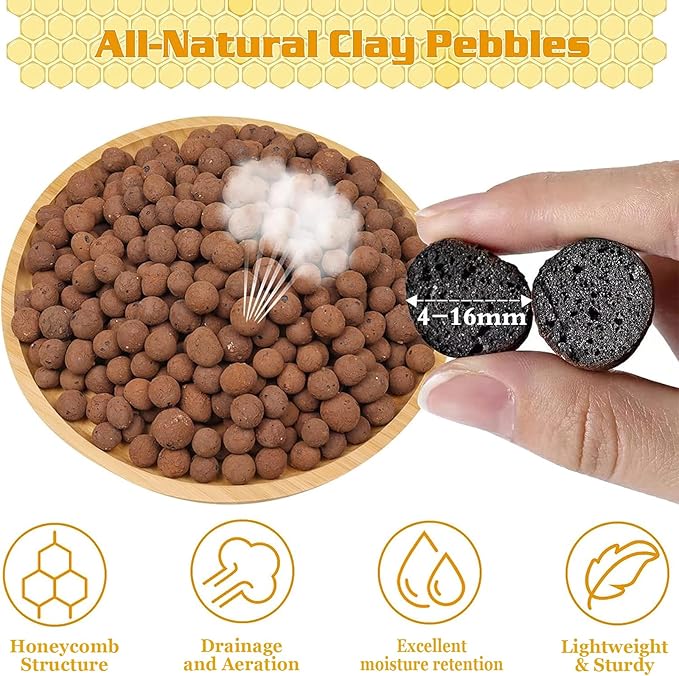 Legigo 10 LBS Organic Expanded Clay Pebbles, 4mm-16mm Lightweight Clay Leca Balls for Plants, Natural Hydroton Clay Pebbles for Hydroponic & Aquaponics Growing, Orchid Potting Mix, Drainage, Terrarium