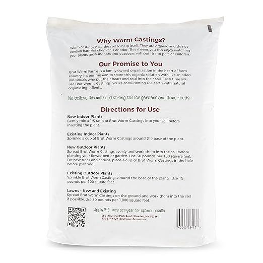 Brut Organic Worm Castings – 12 LB – Garden's Elixir for Thriving Blooms & Harvests!