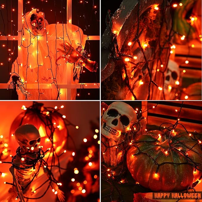 Halloween Orange Lights, 82ft 200 LED String Lights With 8 Modes, Waterproof Low Voltage for Party, Garden, Indoor Outdoor Decorations