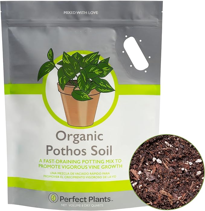 Perfect Plants Organic Pothos Soil | Horticultural Potting Mix for All Indoor Potted Pothos | Grow Healthy houseplants Indoors (8qts.)