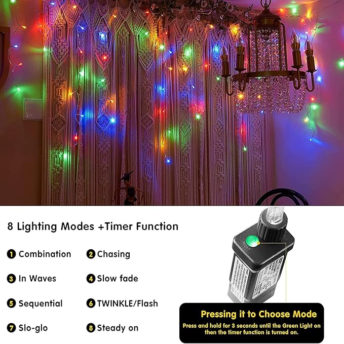 Led Christmas Lights Outdoor Christmas Decorations Hanging Light 400LED 8 Modes 75 Drops, Waterproof Outdoor Indoor Fairy Christmas Lights for Party, Holiday, Wedding Decorations (Multicolor)