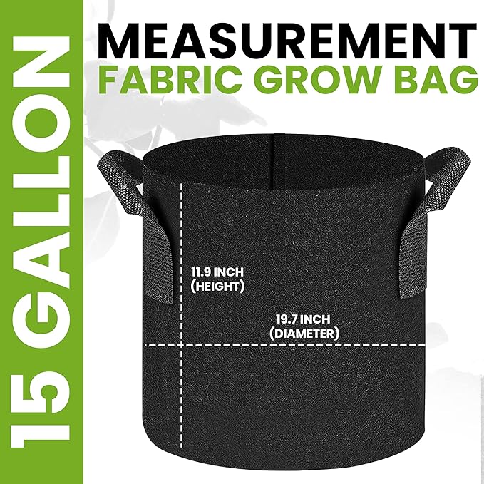 Utopia Home 3 Pack 15 Gallon Grow Bags, 300G Thickened Nonwoven Plant Fabric Pots for Outdoor, Grow Pots, Garden Plant Bags, Aeration Fabric Planters for Fruits, Vegetables and Flowers