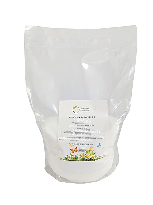 Greenway Biotech Ammonium Sulfate 21-0-0 Fertilizer Contains 21% Water Soluble Nitrogen & 24% Sulfur Suitable for Acid Loving Plants- Lawn Fertilizers to Lower pH Levels in Alkaline Soil- (10 Pounds)