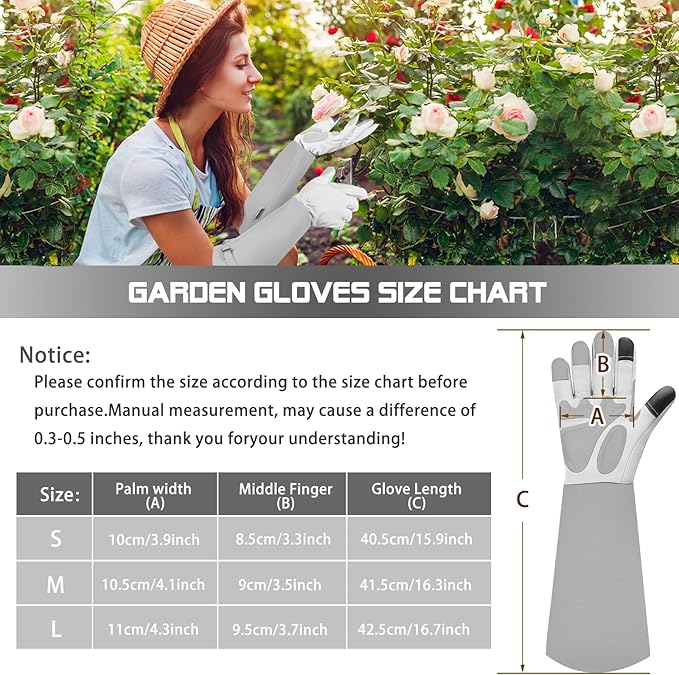 Long-Gardening-Gloves for Women/Men - Thorn Proof Rose Pruning Gloves Heavy Duty Gauntlet-M