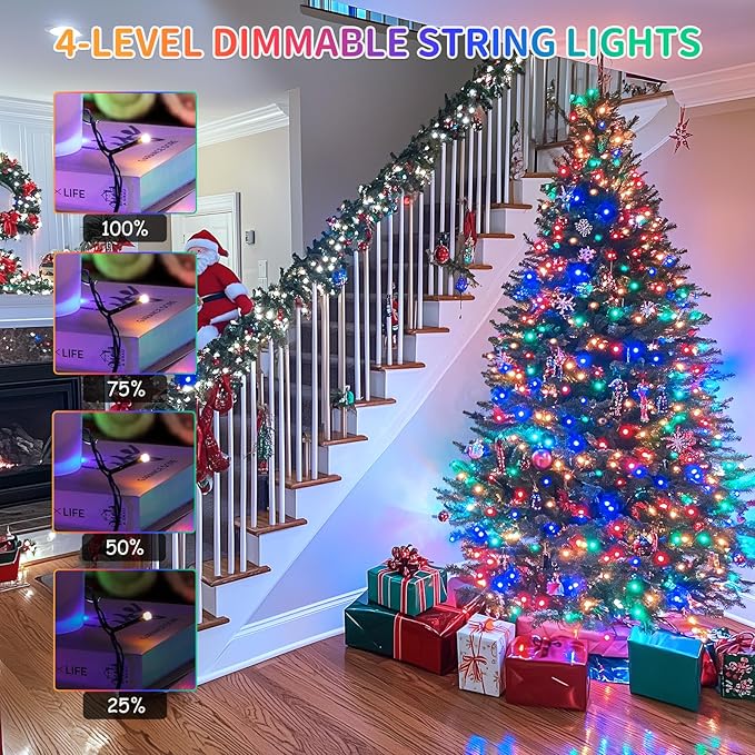 JMEXSUSS 500 LED Color Changing Christmas Lights, 173ft White & Multicolor String Lights with Remote Outdoor Waterproof Christmas Tree Lights Plug in for Christmas Indoor Decor