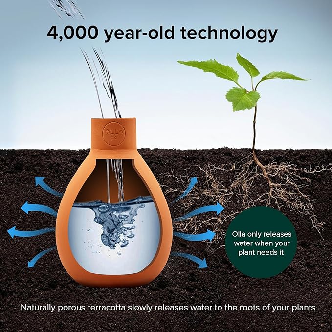 Olla Pot Classic Large – Sustainable Olla Watering Pot with Lid | Terracotta Self Watering Pot While on Vacation | The Olla Company