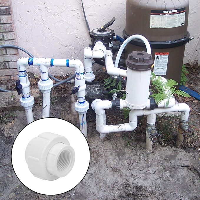 4Pcs 1Inch Female Threaded PVC Union Coupling Pipe Fitting (Female x Female) 1'' PVC FNPT Female Union Coupling Adapter for Sprinkler Pipe, Irrigation, Plumbing, Schedule 40, EPDM O-Ring