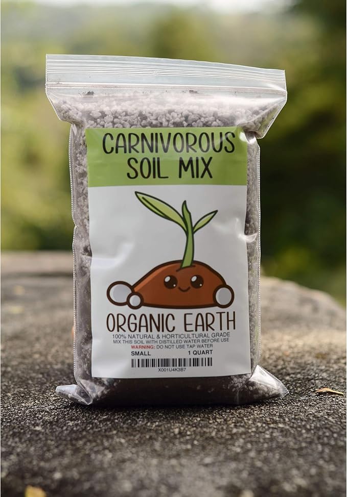 Organic Earth Carnivorous Plant Soil Mix 1 QT - Plant Food Peat Moss & Perlite for Carnivorous Plants - Terrarium Soil, Pitcher Plant Soil, Venus Fly Trap Soil