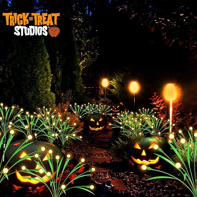 ZGWJ Solar Garden Lights Outdoor, 6 Pack 60 LED Solar Swaying Lights with Leaves, Waterproof Solar Firefly Lights for Patio Pathway Outdoor Decoration Warm White