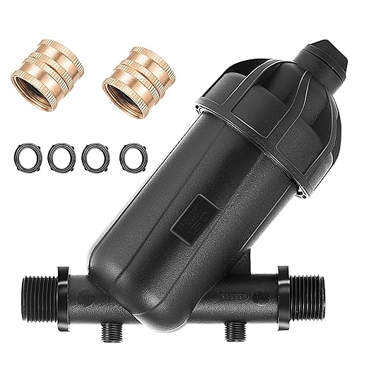 US Standard 3/4 Drip Irrigation Y Filter (120 Mesh Stainless Steel Screen), USA Garden Hose 3/4 GHT Male Thread Irrigation Screen Filter with 2 Pcs Female Thread Brass Connector for Garden Irrigation