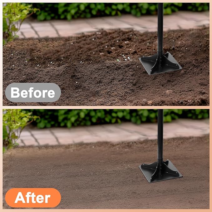 Heavy-Duty Steel Tamper, 8x8 Inch Hand Soil Tamper Garden Landscaping Tool for Ground & Gravel Leveling Dirt Compactor - Ergonomic Tamper Design, 48 Inches Total