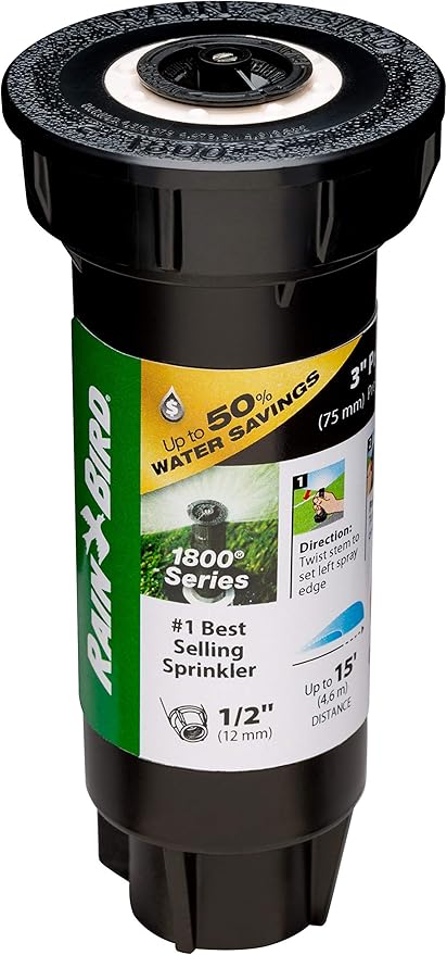 Rain Bird 1803APPRS Pressure Regulating (PRS) Professional Pop-Up Sprinkler, Adjustable 0° - 360° Pattern, 8' - 15' Spray Distance, 3" Pop-up Height
