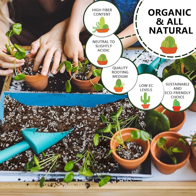 10QT Organic Coco Coir Perlite Mix, Coco Coir Mix for Plants, Coco Perlite Mix 70/30 for Gardening, for Plants Indoor, for Houseplants, to Promote Root Growth, and Water Retention and Plant Growth