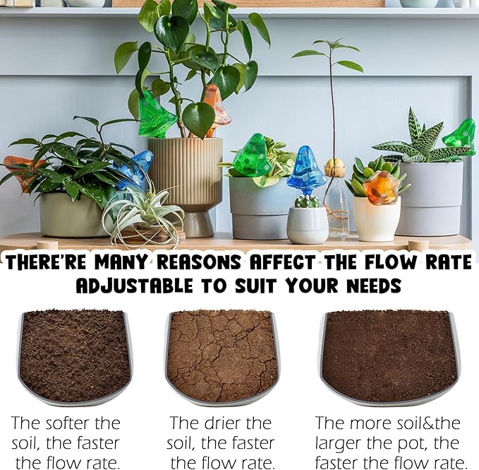 Plant Self Watering Globes Bulbs Planter Insert Automatic Plastic Watering Devices Plant Waterer Spikes for Indoor Outdoor,Self Irrigation System Lasts for 3-4 Weeks