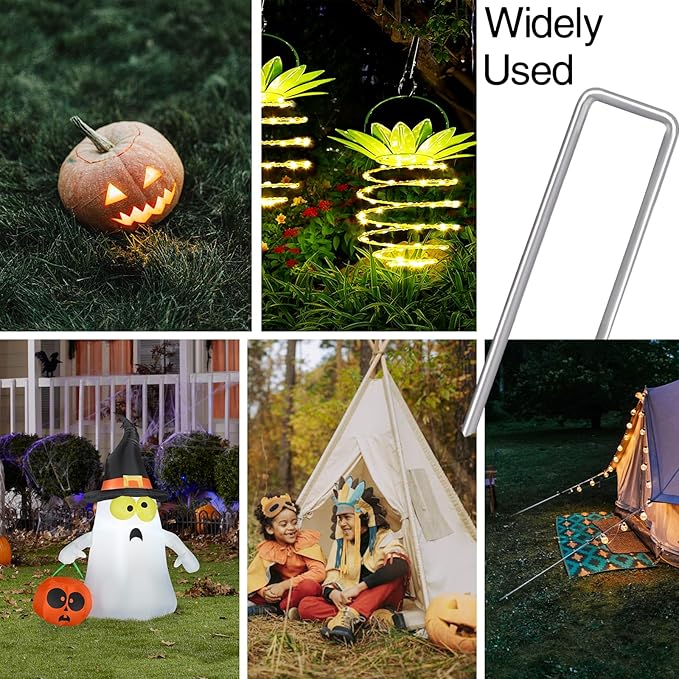 5 Inches Landscape Staples,Galvanized Garden Stakes Yard Stakes Garden Staples Prefect for Weed Barrier Fabric,11 Gauge Landscape pins for Tent,Balloons, Irrigation Tube. (40Pack,5 inch)