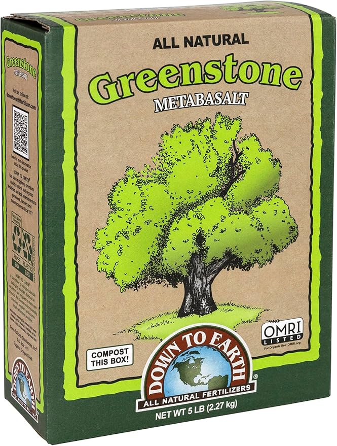 Down to Earth All Natural Greenstone Metabasalt, 5 lb Mineral Elements Iron, Calcium, Magnesium for Organic Garden Soil