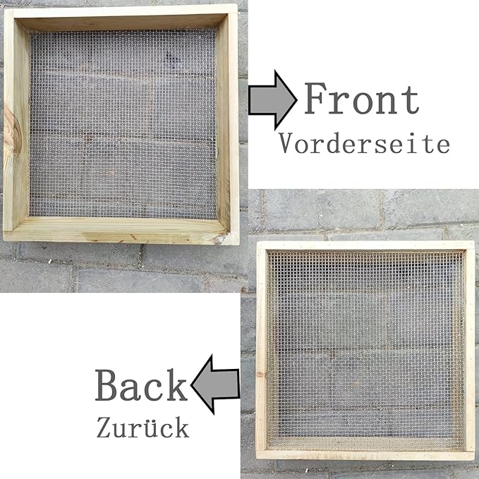 Soil Sifter Garden, Multi-Purpose Soil Screen Wood Dirt Sifter Hand Held Cedar Garden Sifter for Compost, Dirt and Potting Soil (14.96in)