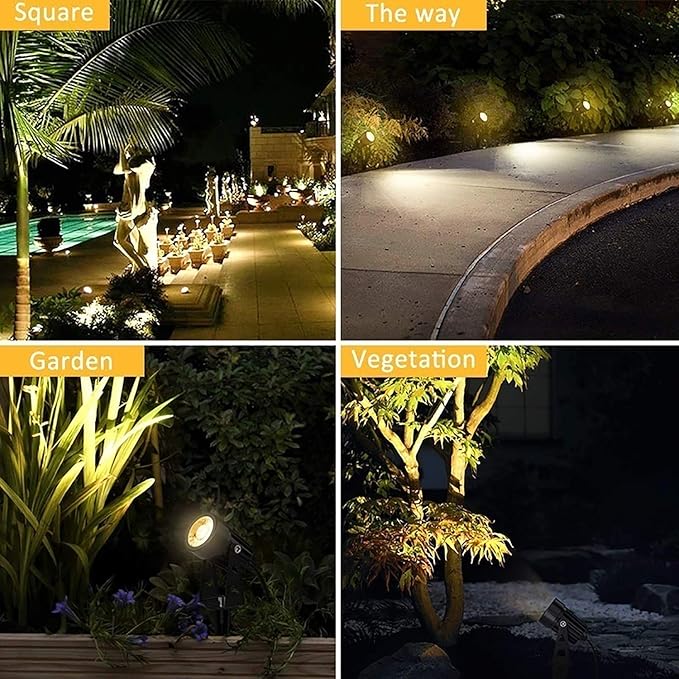 Svater LED Landscape Lights,12V Low Voltage Spotlights Outdoor with Stake,2700K Warm White,1200Lumens Plug in Outdoor Spotlights for Garden, Backyard,Lawn - 4 Pack