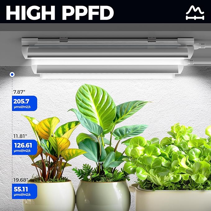 Barrina T8 Grow Lights for Indoor Plants, 5000K White Full Spectrum Grow Light Strip, 60W(4 x 15W), 1FT Plant Light for Greenhouse Indoor Growing, V-Shape with Reflector, Linkable, 4 Packs