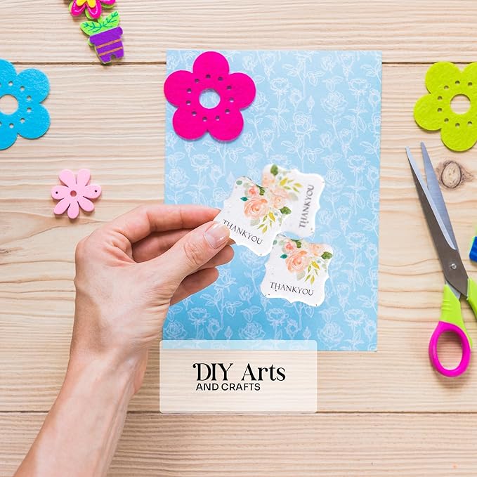 20pcs Thank You Tags Seed Paper – Plantable Wildflower Packets for Weddings, Gifts, & Life Events (20 Square Floral)