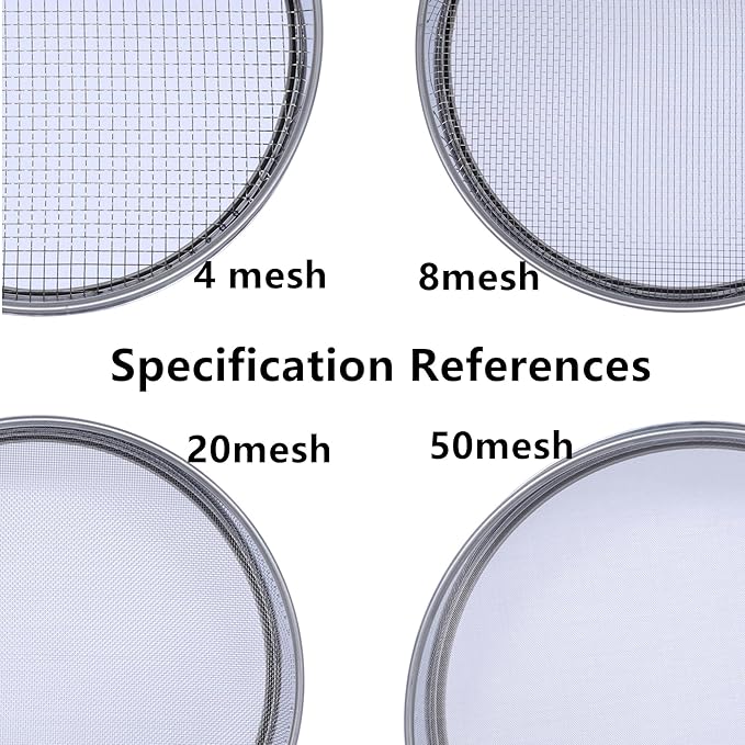 Soil Sifter for Garen -10 inches Soil Sieves for Rocks Compost-Stainless Steel Mesh Sifting Pan (1/70 inch mesh)