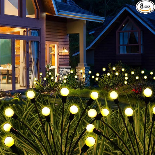 Solar Firefly Lights Outdoor, 8 Pack 96 LED Waterproof, Sway by Wind, Swaying Light for Yard Patio Backyard Garden Planter Flower Bed Pathway Outdoor Decoration (Warm White)